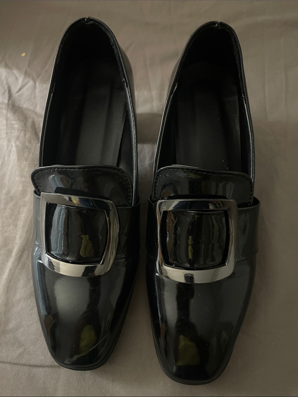 Black Patent Loafers with Buckle - Men